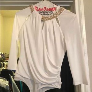 Bebe bodysuit with gold accents